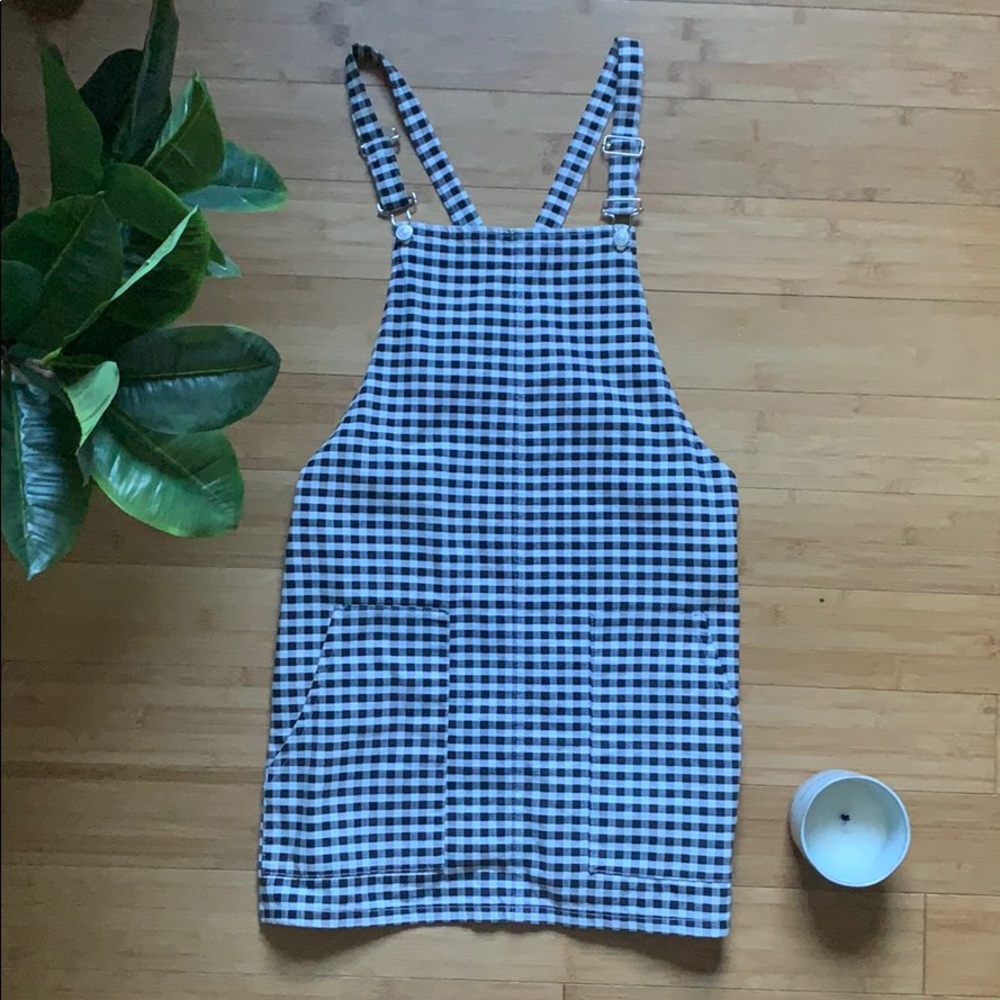Topshop MOTO Gingham Pinafore Dress